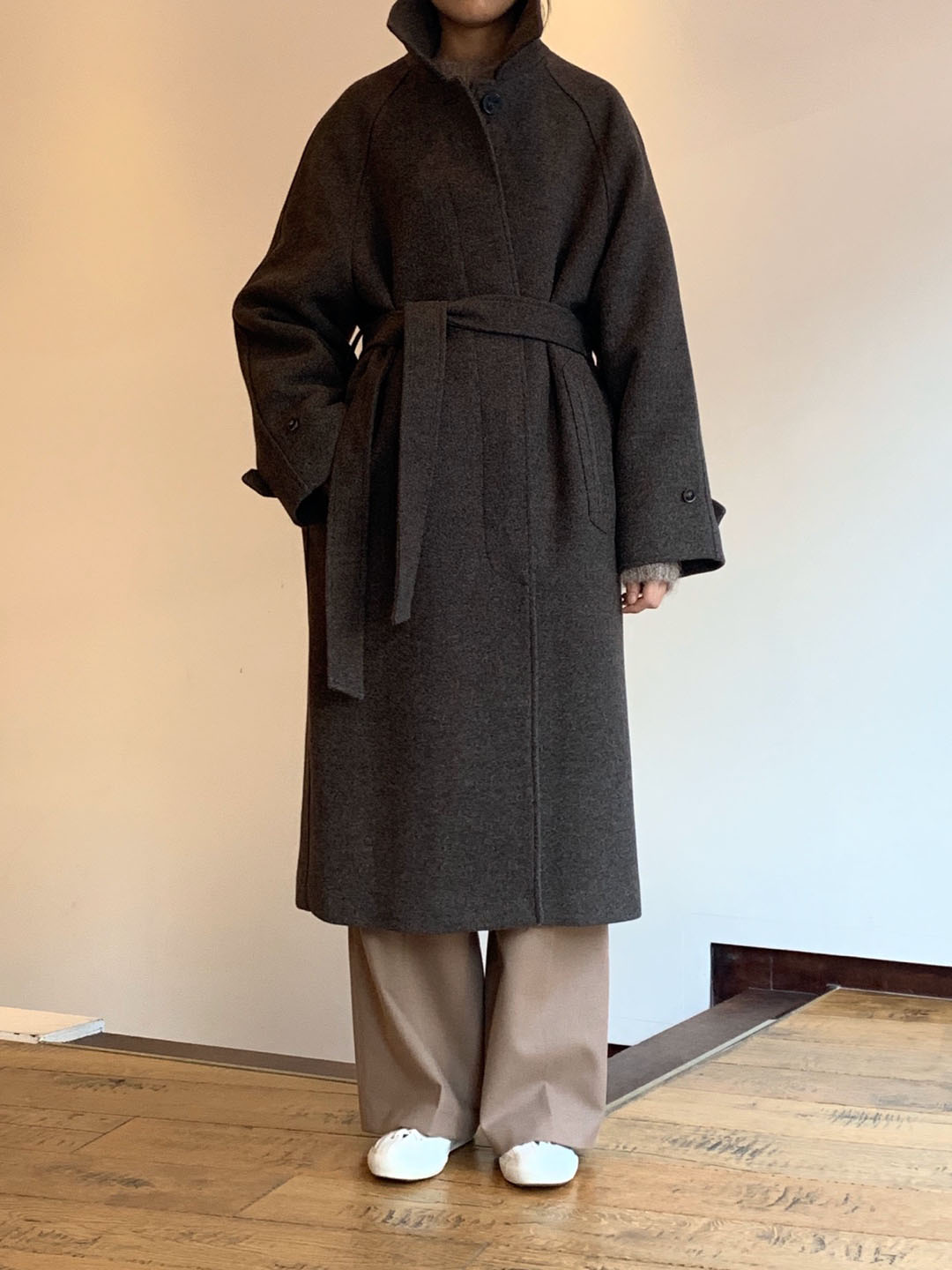 clair wool coat -brown