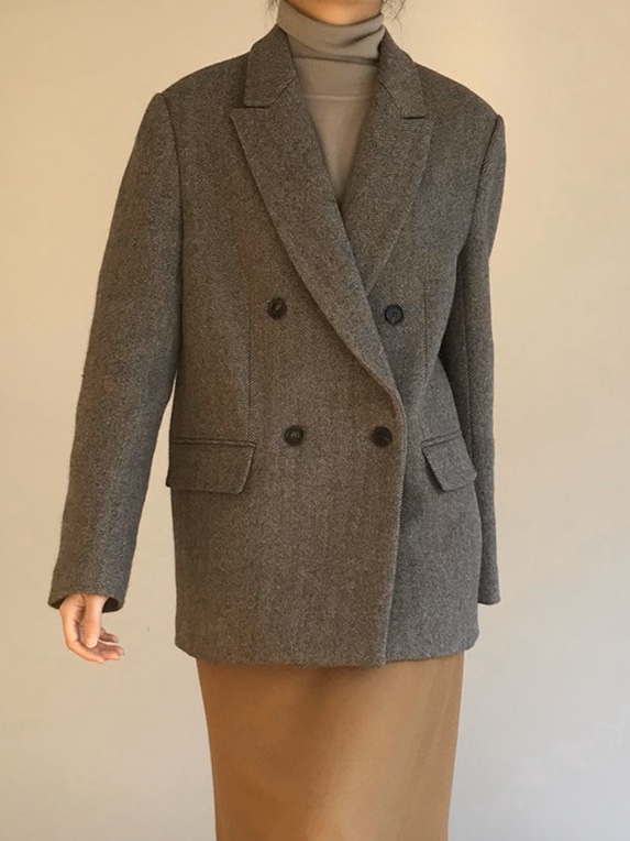 herringbone wool jacket  -coordi1
