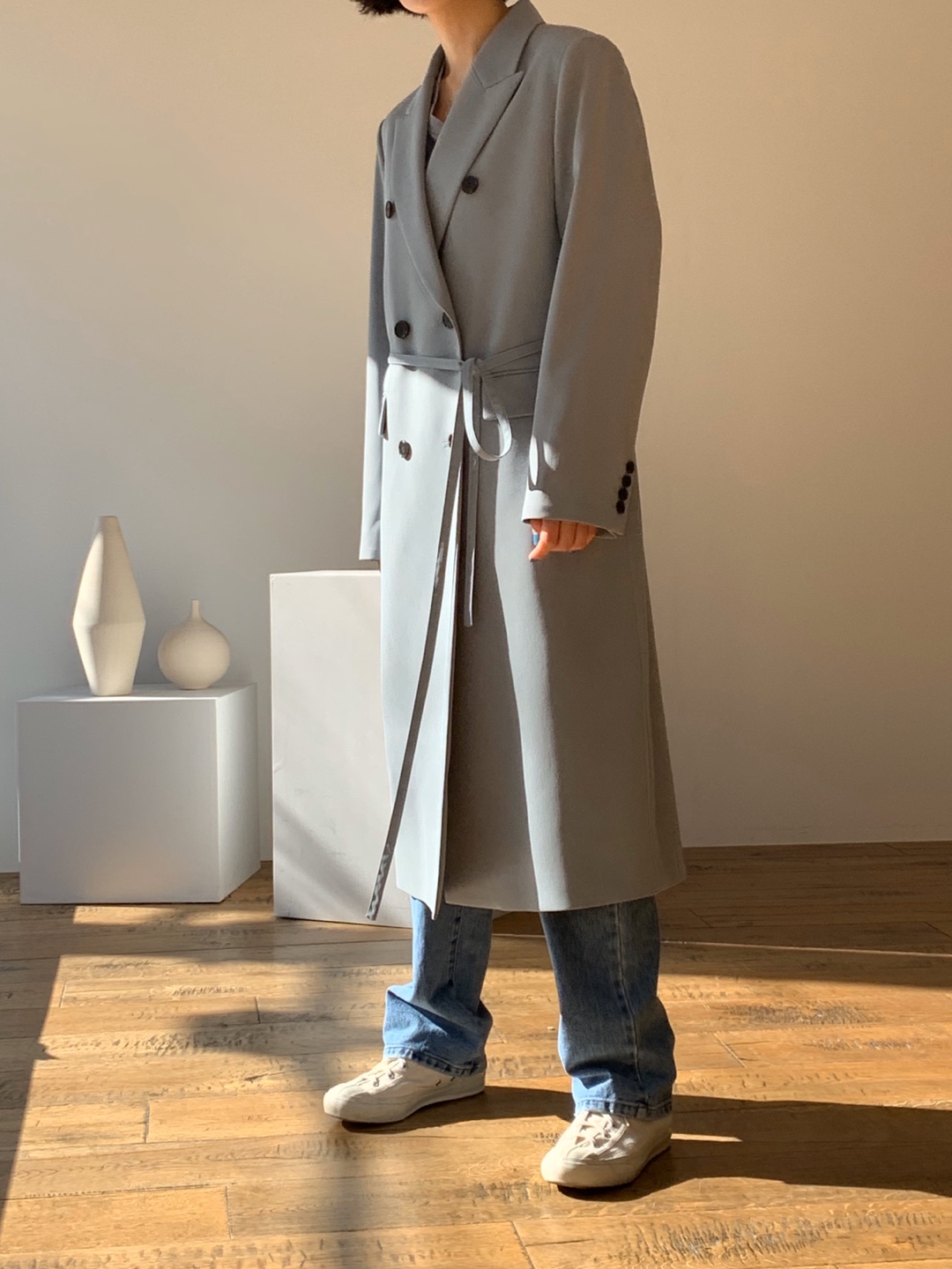 tailored long coat - mint