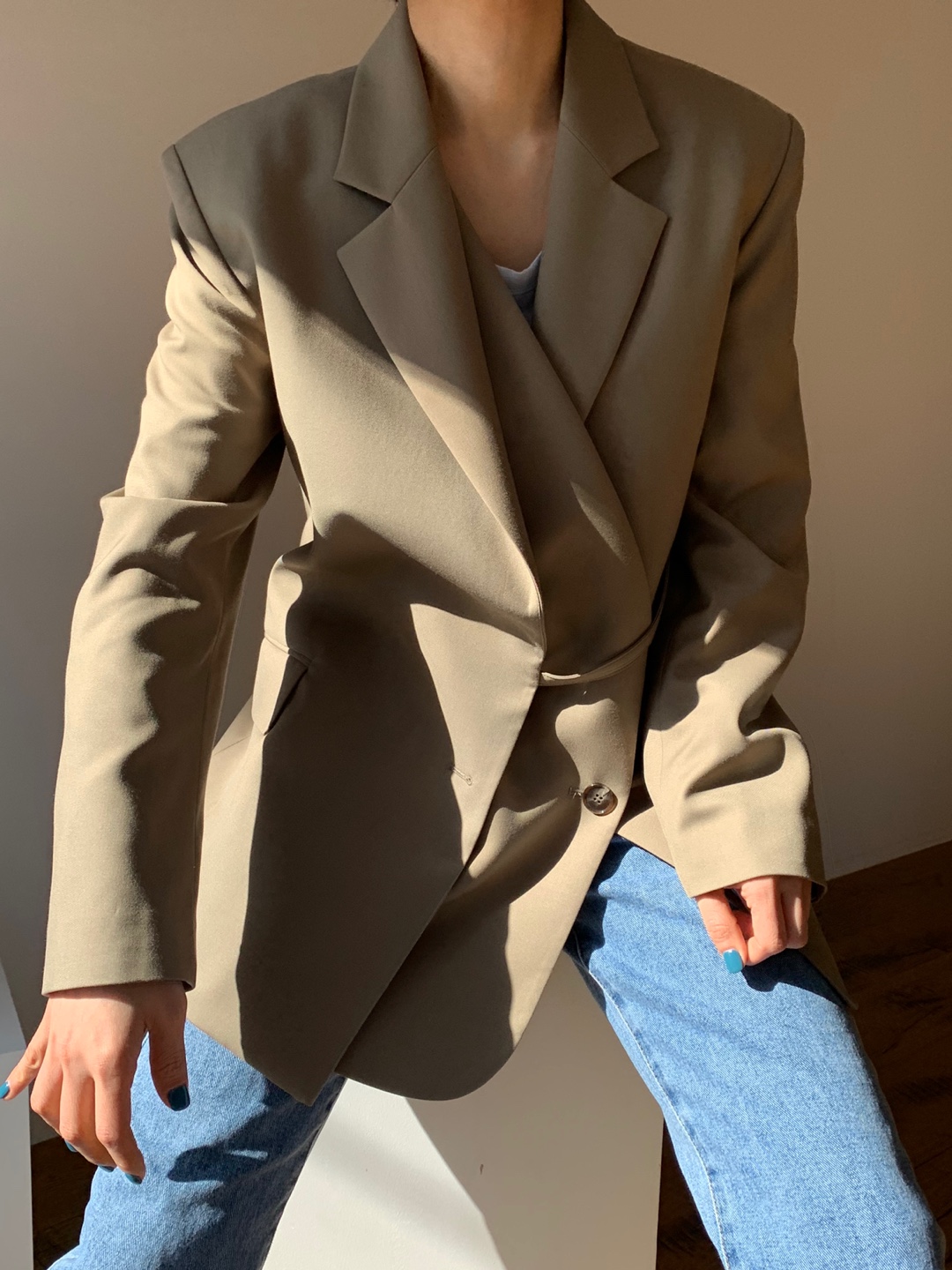 double trimming jacket - khaki