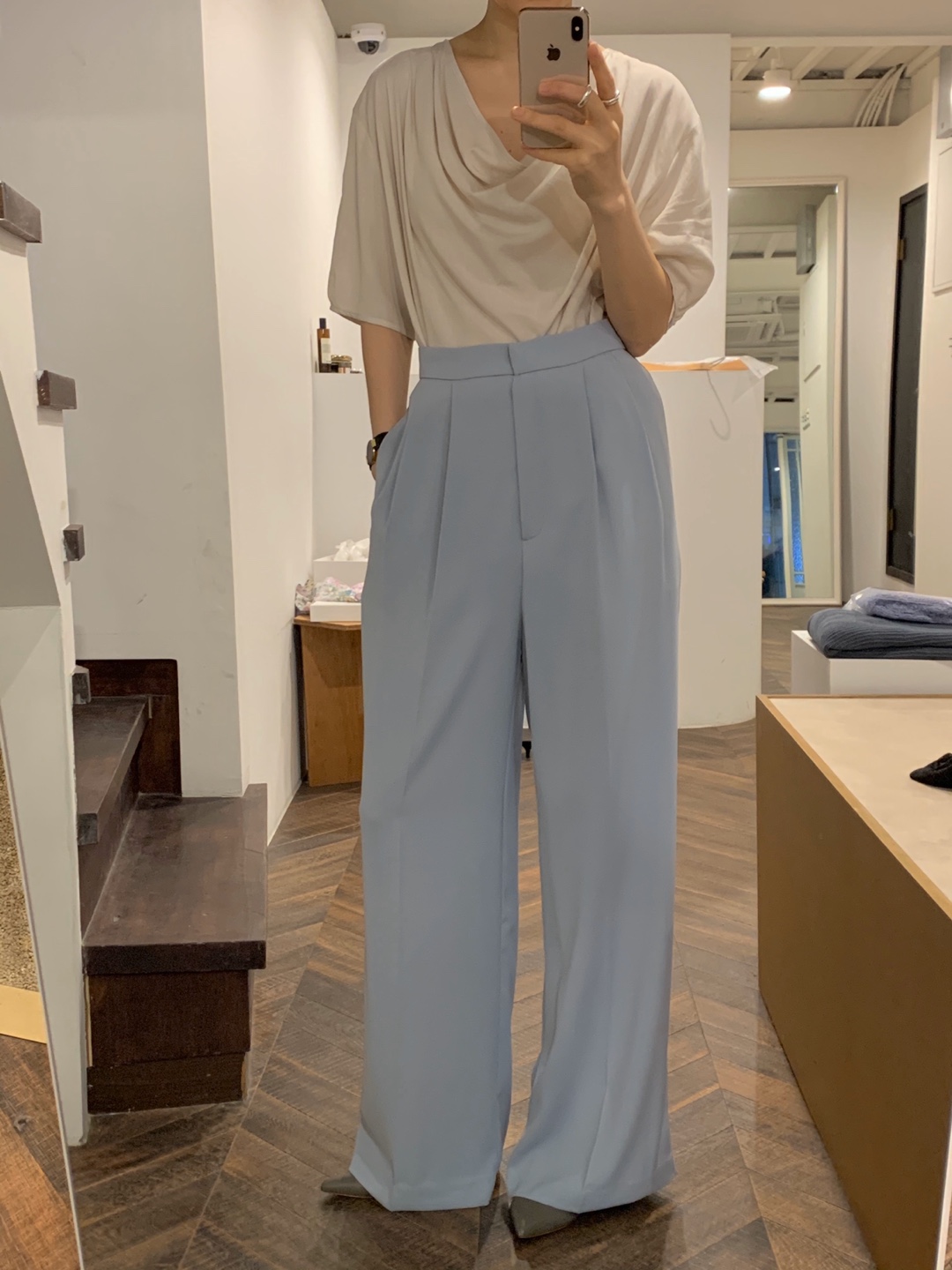poly wide pants